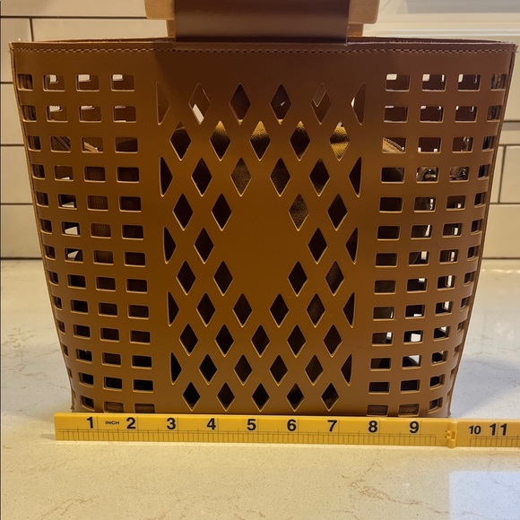 Joy Susan Tan Geometric Cutout Tote - Picture 5 of 8